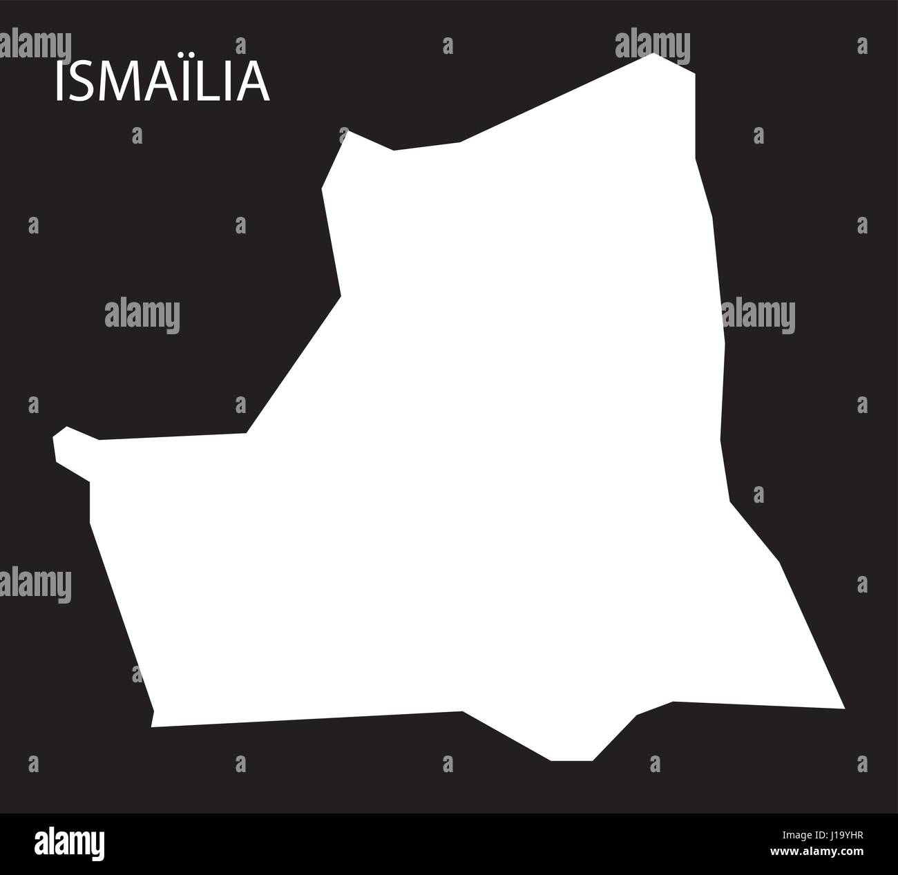 Ismailia Ägypten Karte schwarz invertiert Silhouette Abbildung Stock Vektor