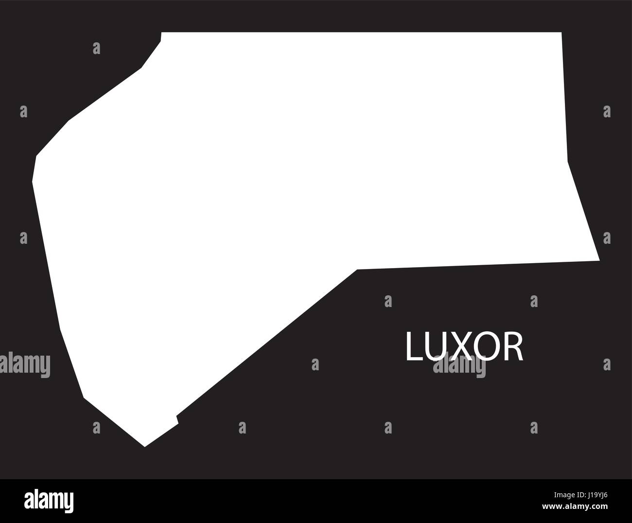 Luxor Ägypten Karte schwarz invertiert Silhouette Abbildung Stock Vektor