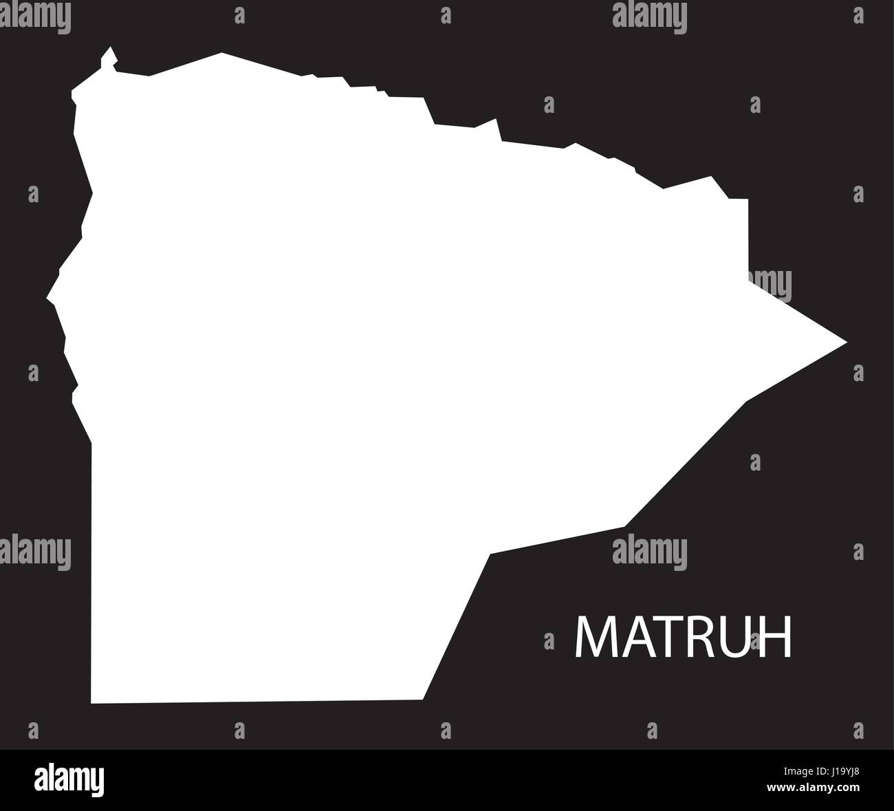 Matruh Ägypten Karte schwarz invertiert Silhouette Abbildung Stock Vektor