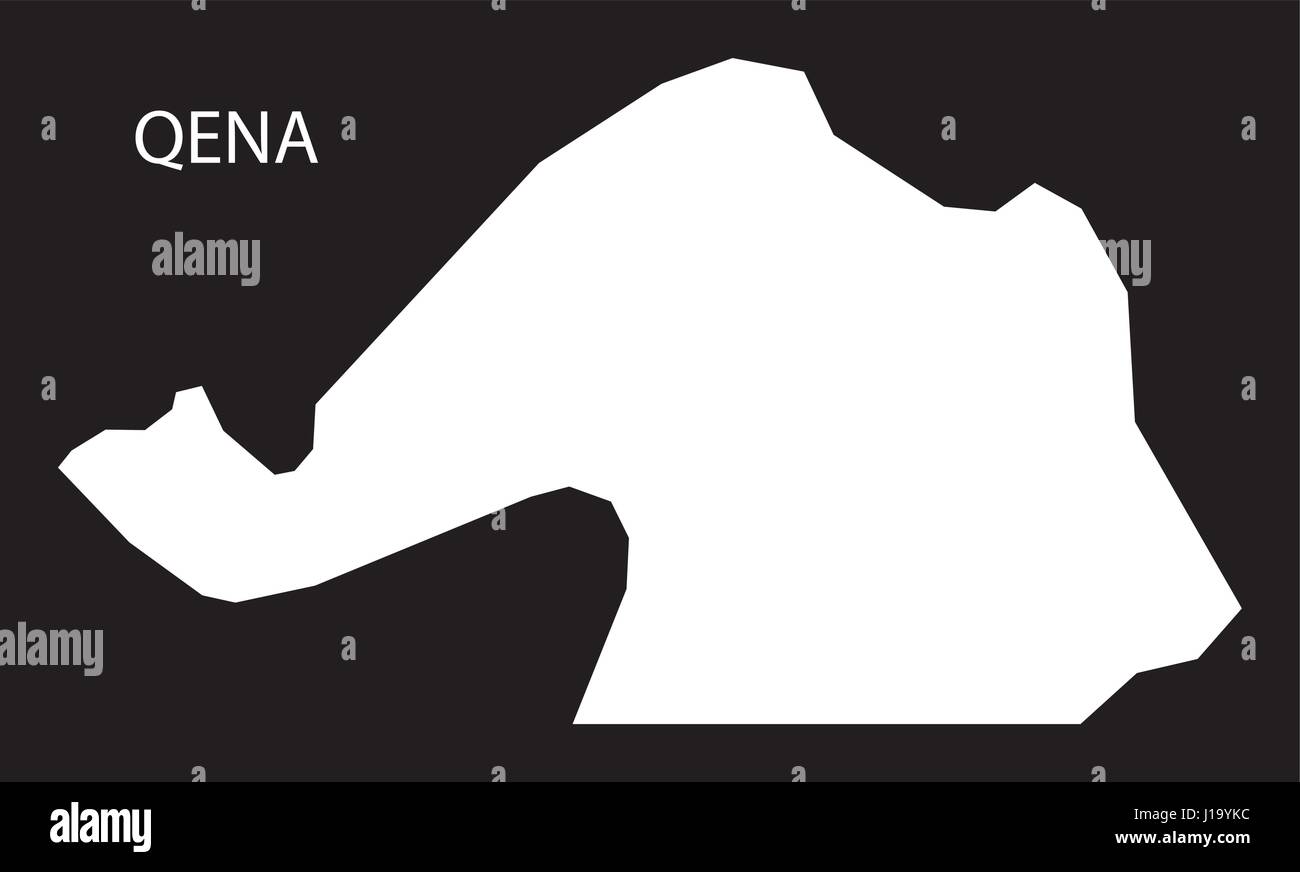 Qena Ägypten Karte schwarz invertiert Silhouette Abbildung Stock Vektor