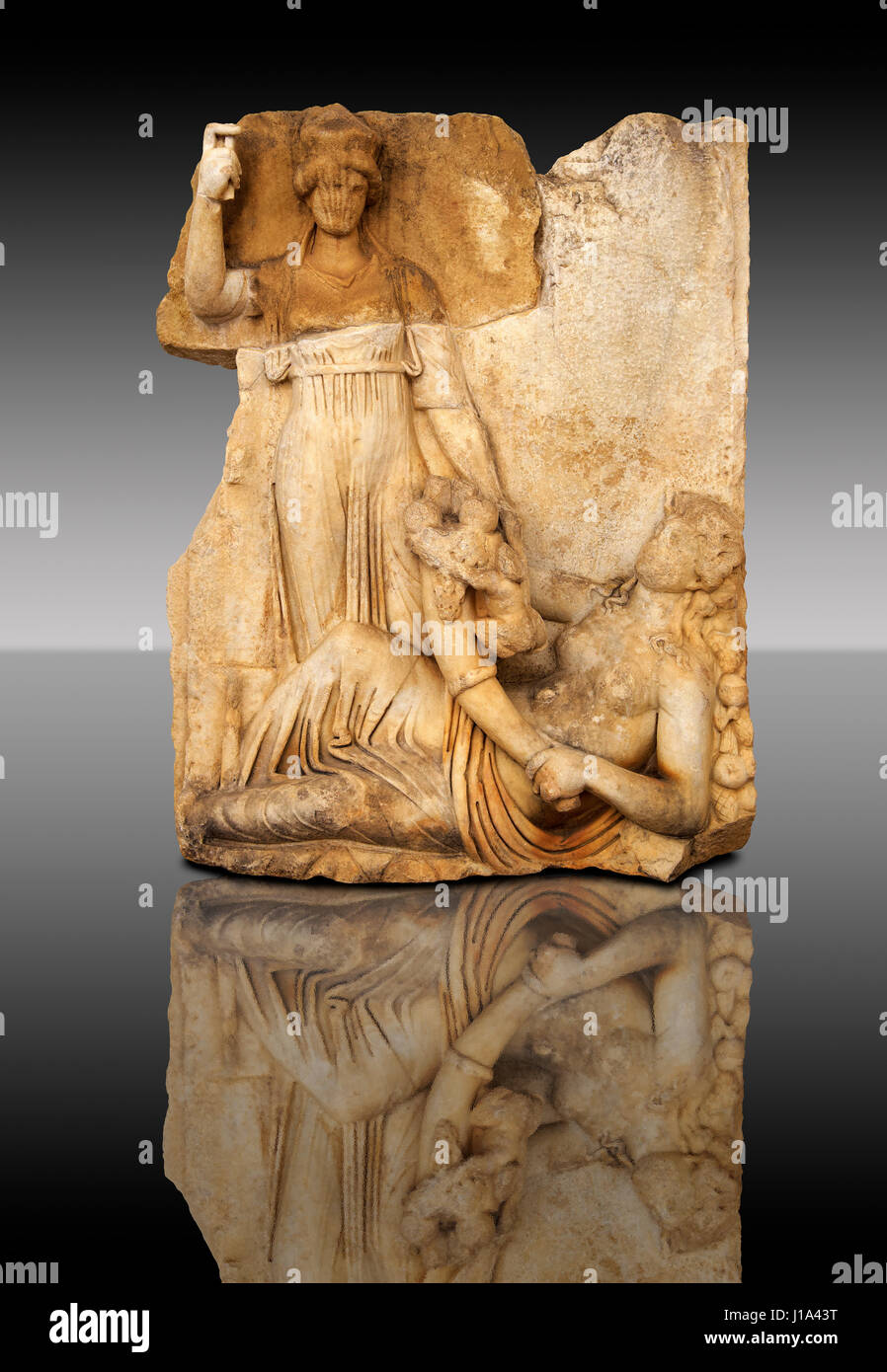 Römische Tempel Releif Skulptur von Roma, Aphrodisias Museum, Aphrodisias, Türkei Stockfoto