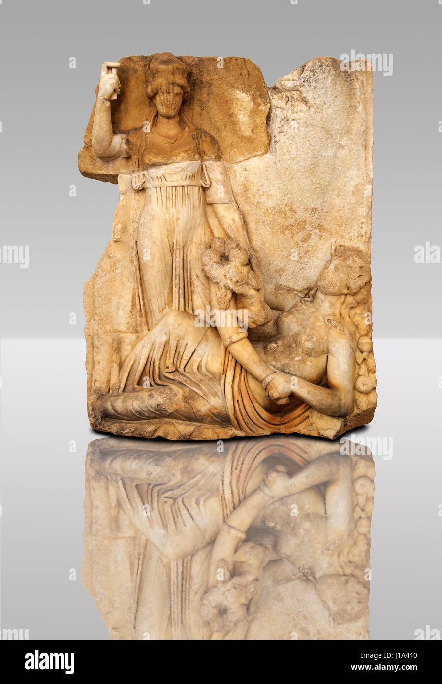 Römische Tempel Releif Skulptur von Roma, Aphrodisias Museum, Aphrodisias, Türkei Stockfoto