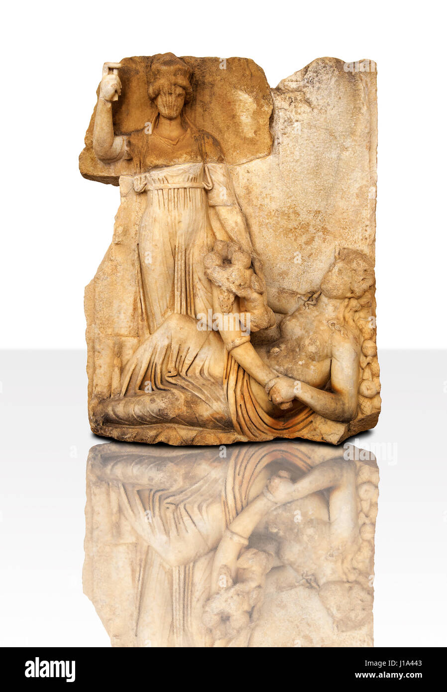 Römische Tempel Releif Skulptur von Roma, Aphrodisias Museum, Aphrodisias, Türkei Stockfoto