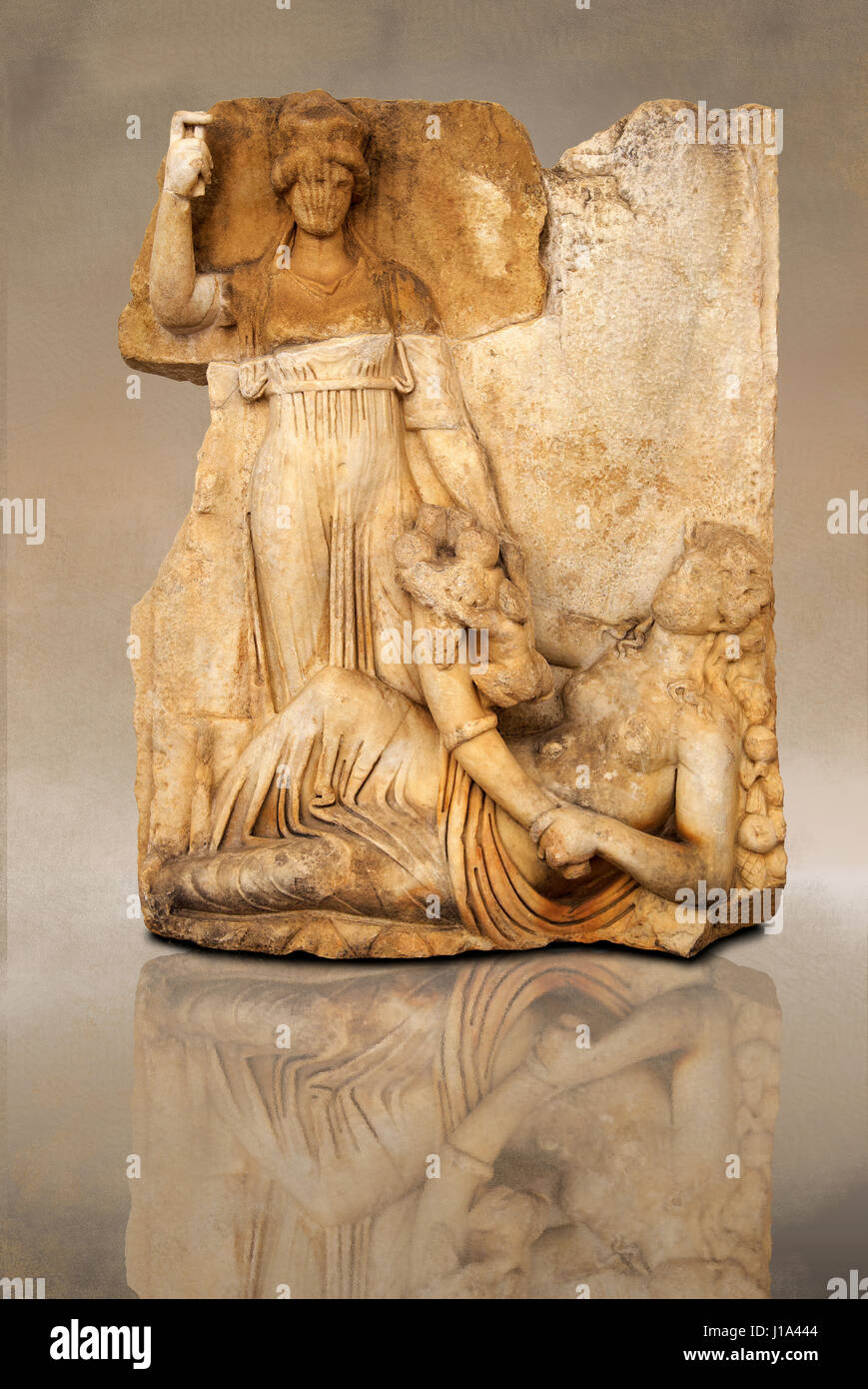Römische Tempel Releif Skulptur von Roma, Aphrodisias Museum, Aphrodisias, Türkei Stockfoto