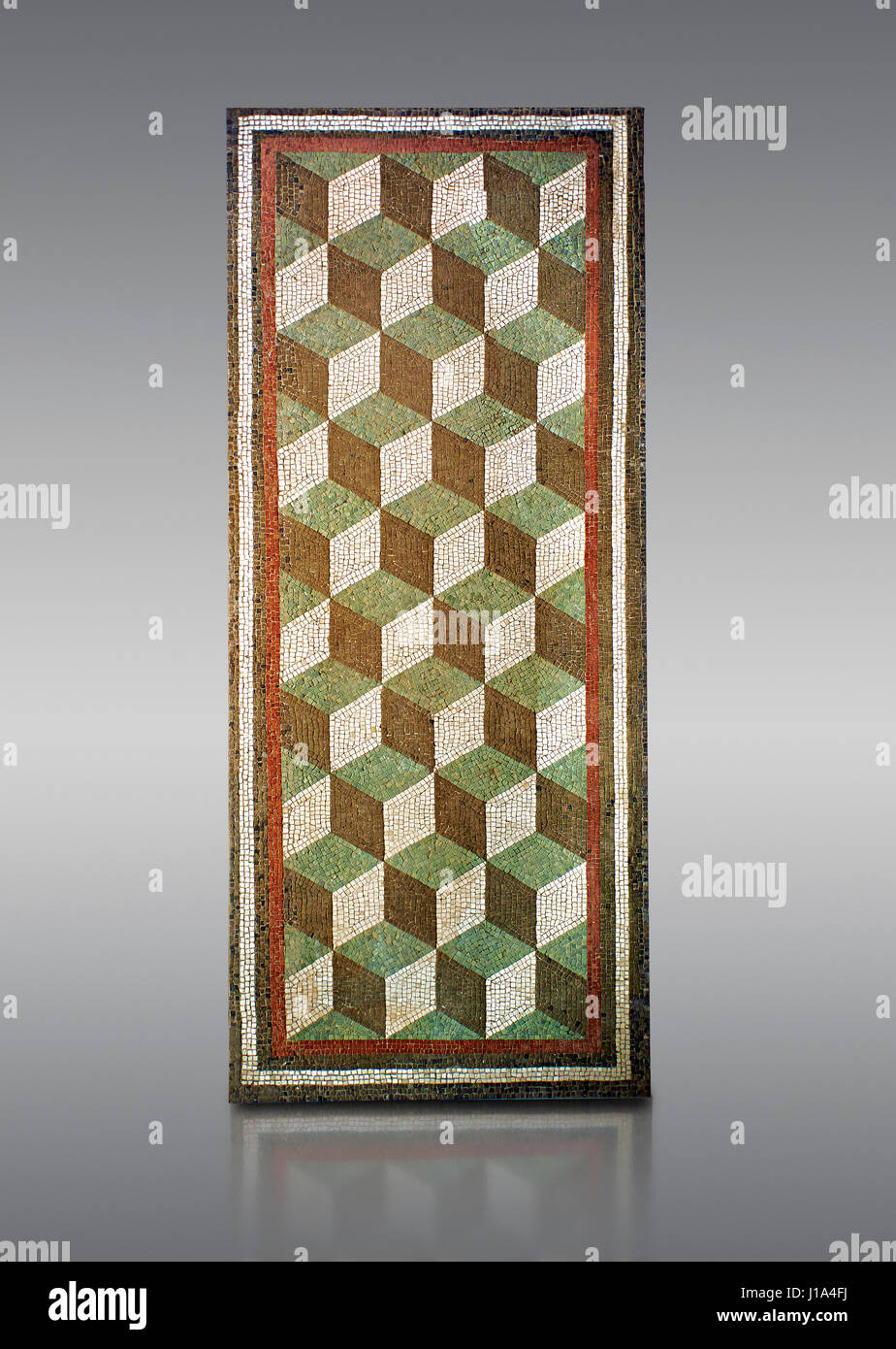 Römischen geometrischen Bodenmosaik mit diminutional Cube Designs, römische Villa in der Nähe von Casale de S.Basilio in der Nähe der Via Nomentana, Rom. Römische Nationalmuseum Rom Stockfoto