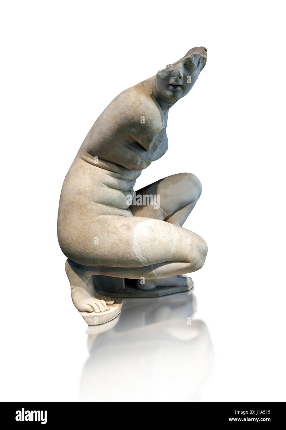 Aphrodite Crouching während Baden. Die Göttin der Liebe Aphrodite, Venus an die Römer wird dargestellt, hocken, während Baden, Kapitolinische Museen, Rom Stockfoto