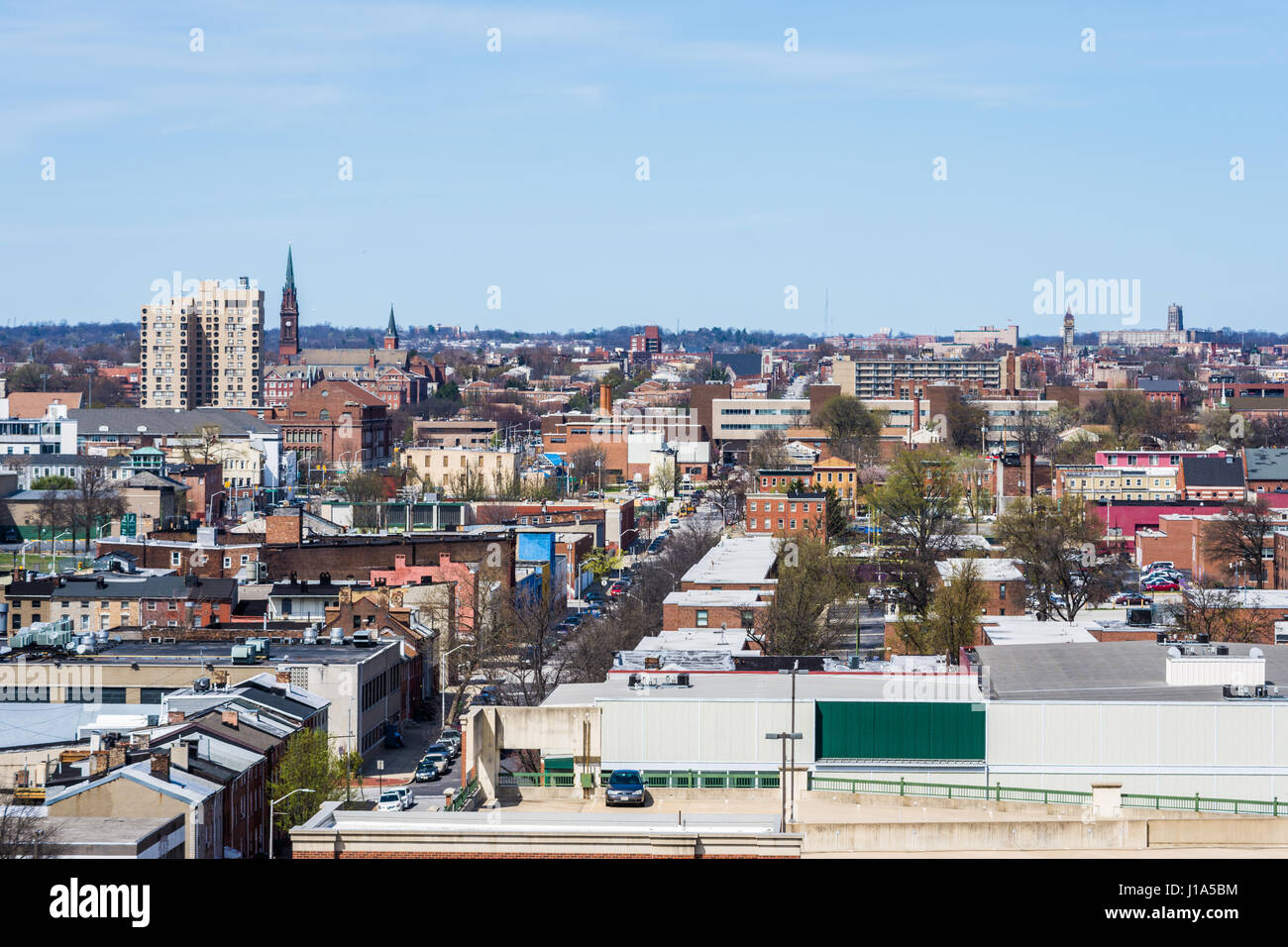 Luftaufnahme der Innenstadt von Baltimore, Maryland im Frühjahr Stockfoto