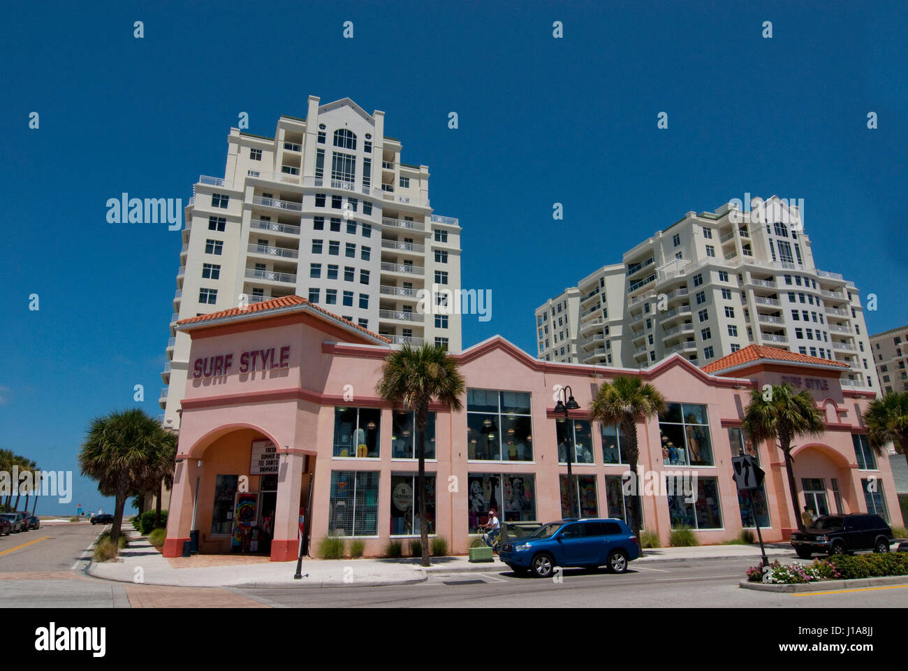 Gebäude und Stadt klare Wasser beach Florida Stockfoto