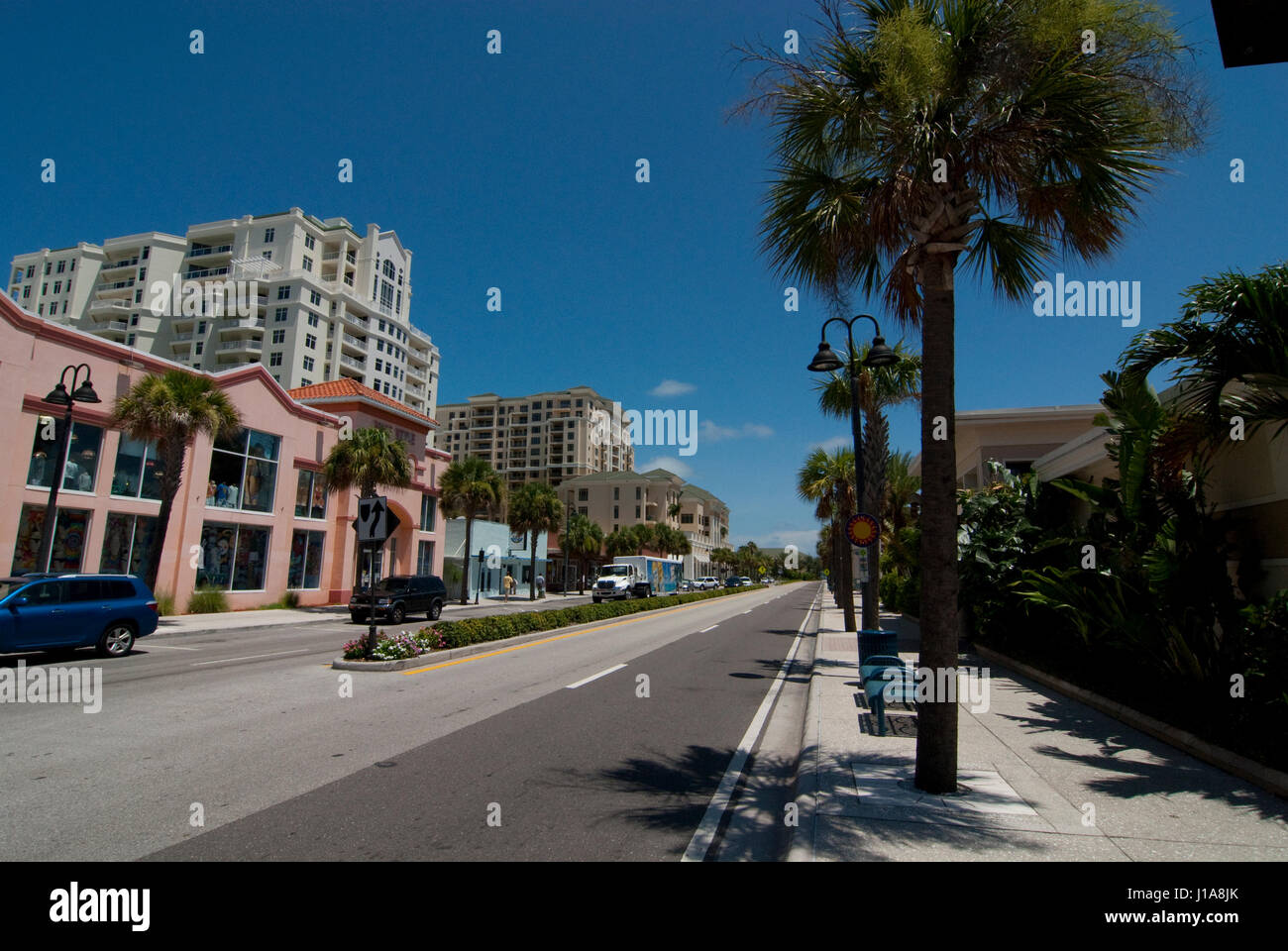 Gebäude und Stadt klare Wasser beach Florida Stockfoto