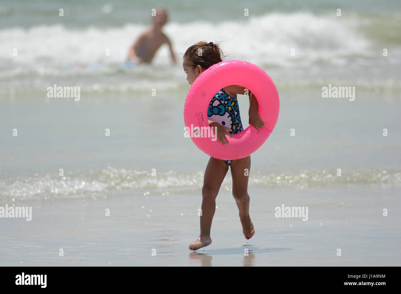 Venice Beach Florida USA kleine Mädchen am Strand Stockfoto