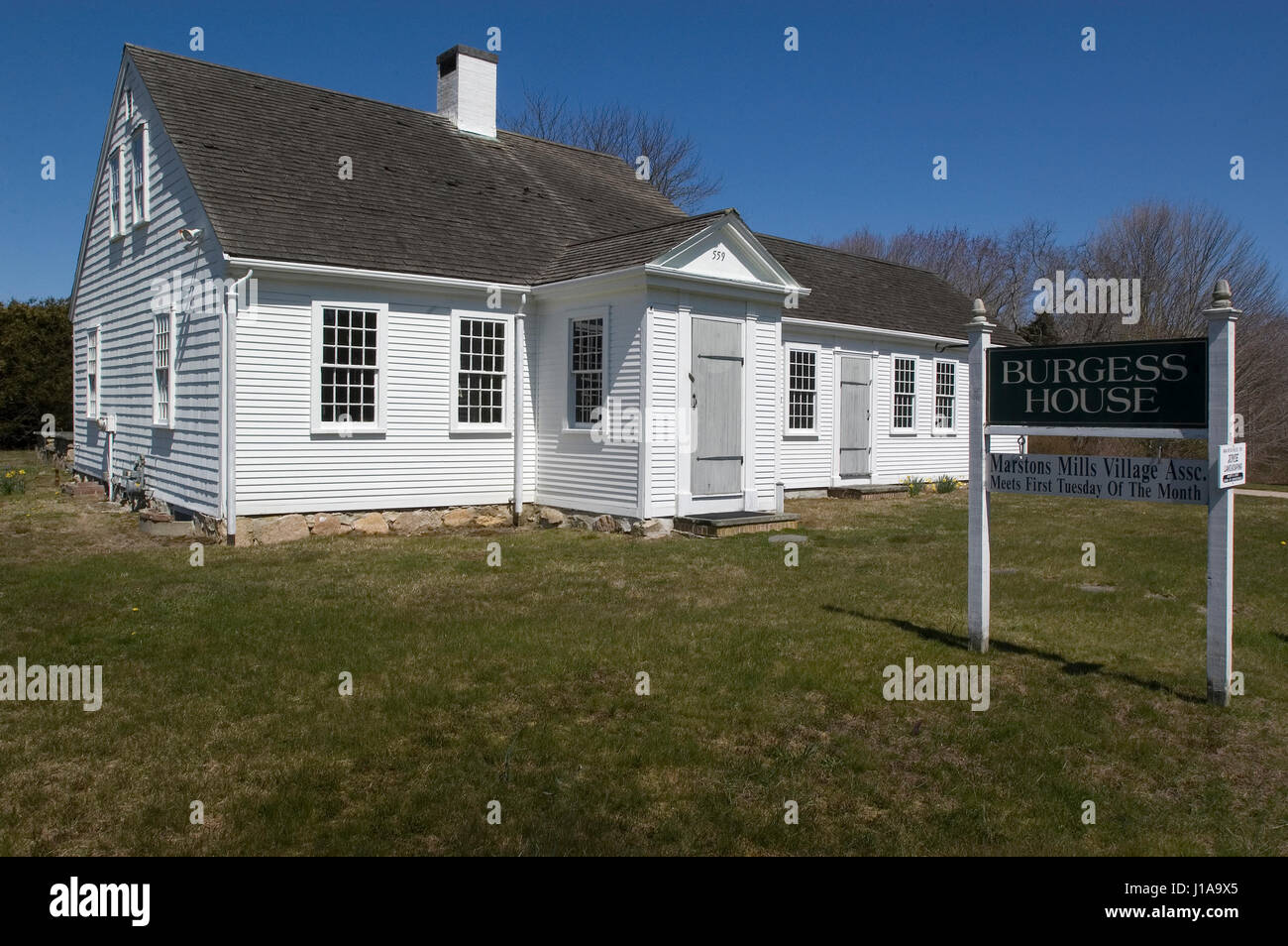 Das historische Burgess-Haus in Marstons Mills - Massachusetts (Cape Cod - USA) Stockfoto