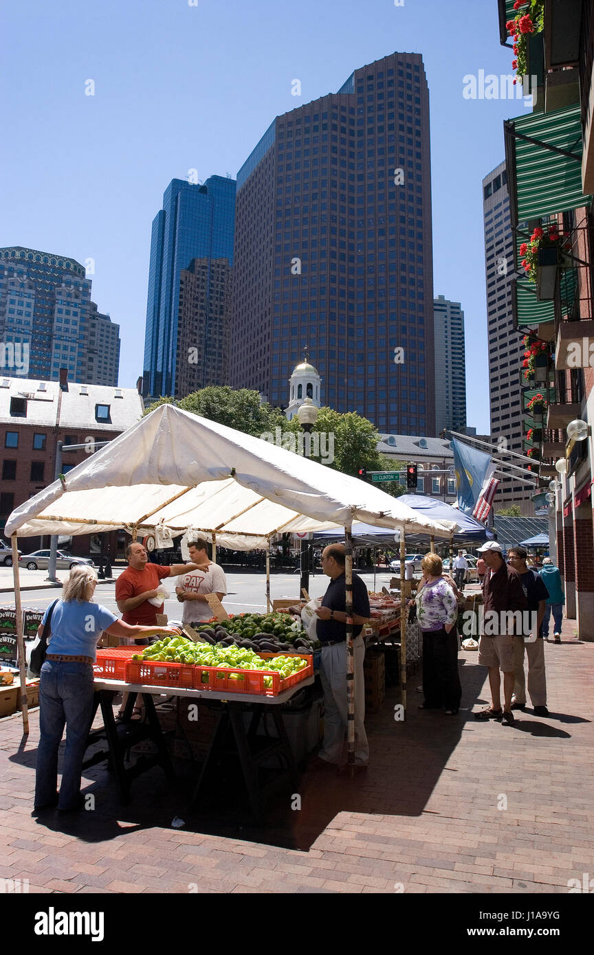 Haymarket Square - Boston, Massachusetts (USA (-Outdoor-Bauernmarkt Stockfoto