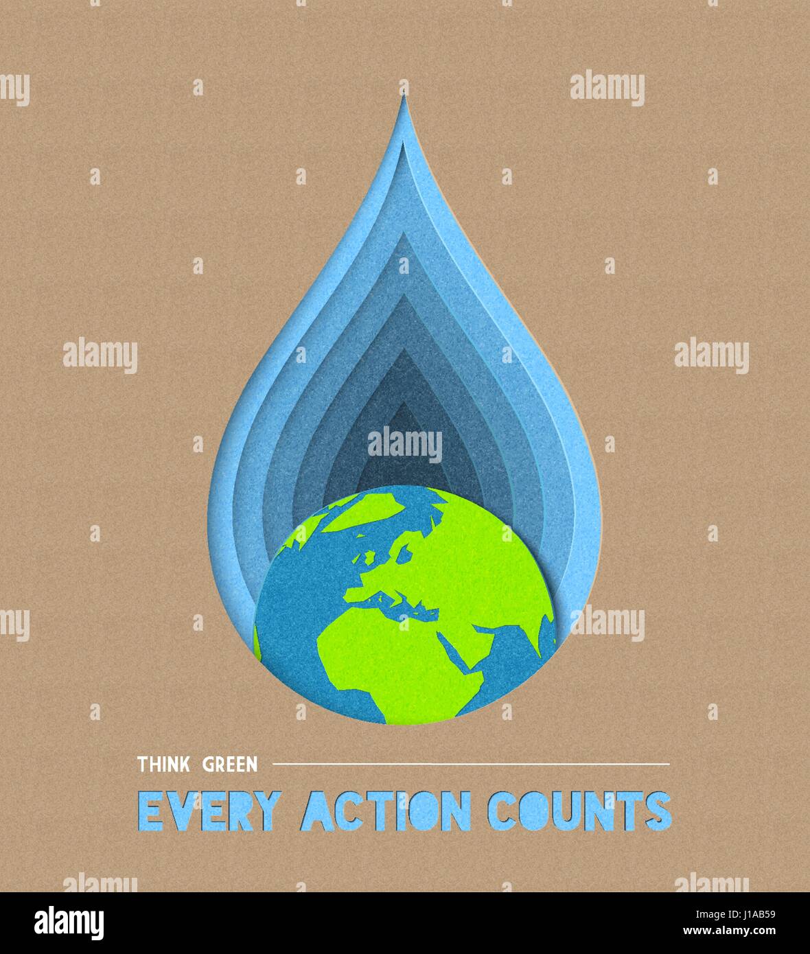 Erde Scherenschnitt Tag Konzept Illustration für Wasser und Umwelt Pflege mit leistungsstarken Angebot. EPS10 Vektor. Stock Vektor