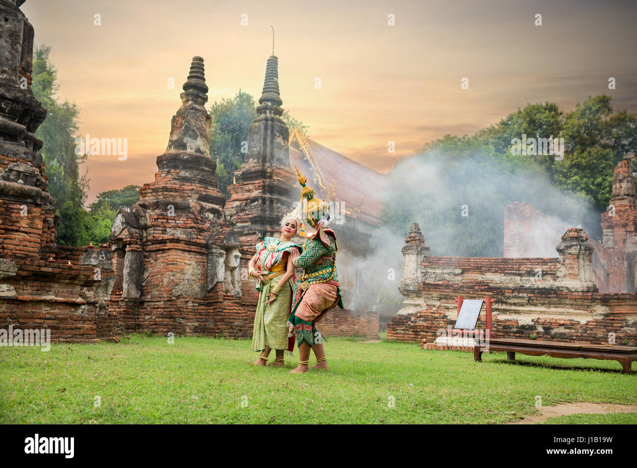 TOS-Sa-Kan und Sida sind Zeichen in der thailändischen Literatur zum Ramayana. Stockfoto