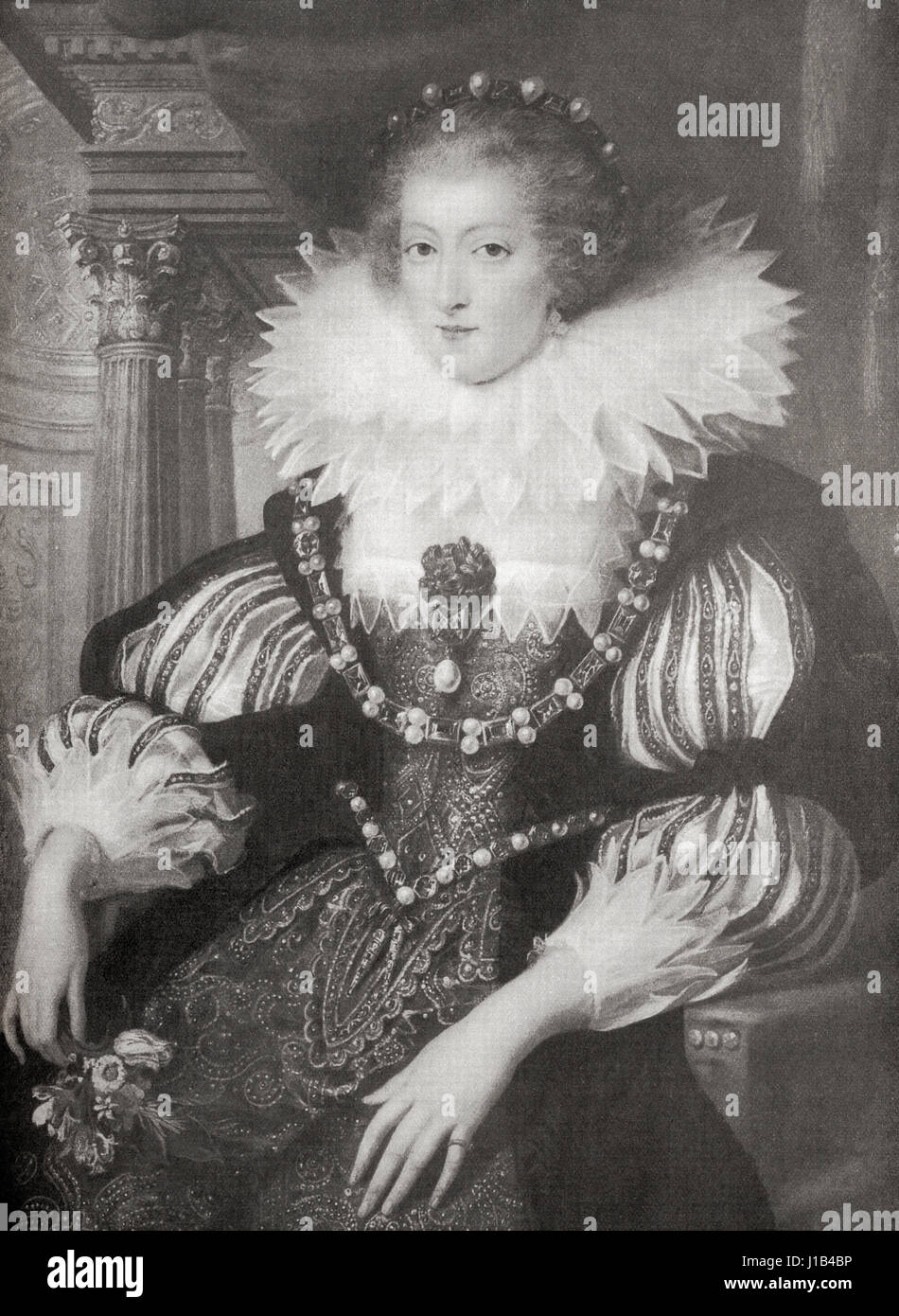 Anna Maria von Österreich, 1601 – 1666.  Königin-Gemahl von Frankreich und Navarra, Regentin für ihren Sohn, Louis XIV von Frankreich, und eine spanische und portugiesische Infantin von Geburt.  Von Hutchinson Geschichte der Nationen veröffentlicht 1915 Stockfoto