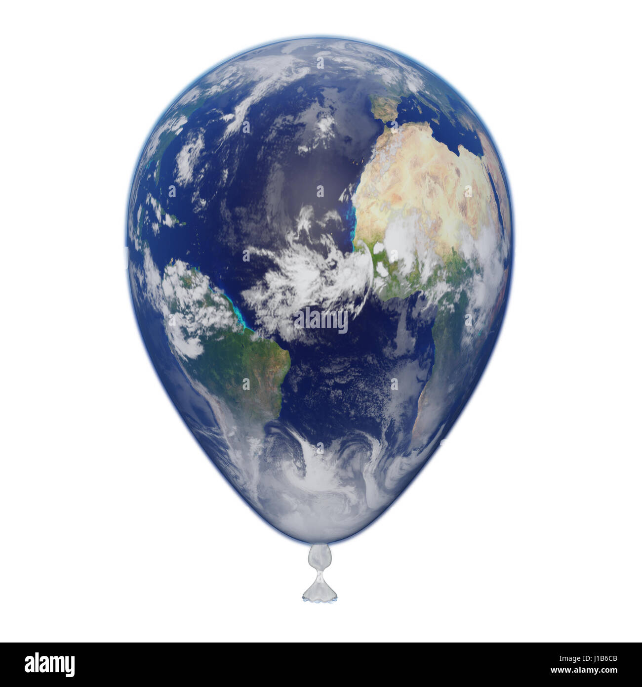 Planet Erde Ballon zeigt, Afrika, Europa, Südamerika und Nordamerika (3d Illustration, isoliert auf weißem Hintergrund, Elemente von diesem Bild Ar Stockfoto