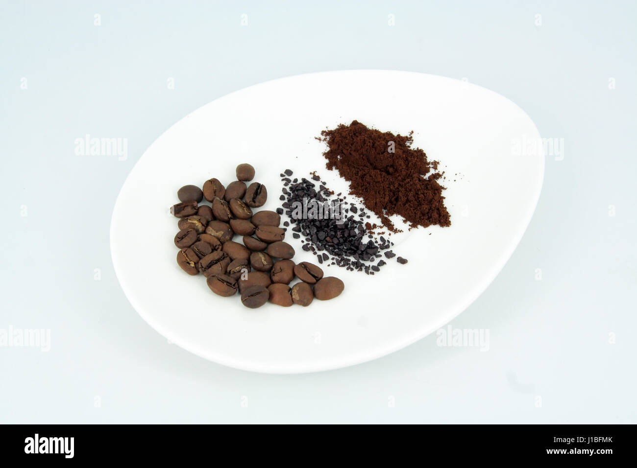 Kaffee-Typen. Verschiedene Sorten von Kaffee. Stockfoto