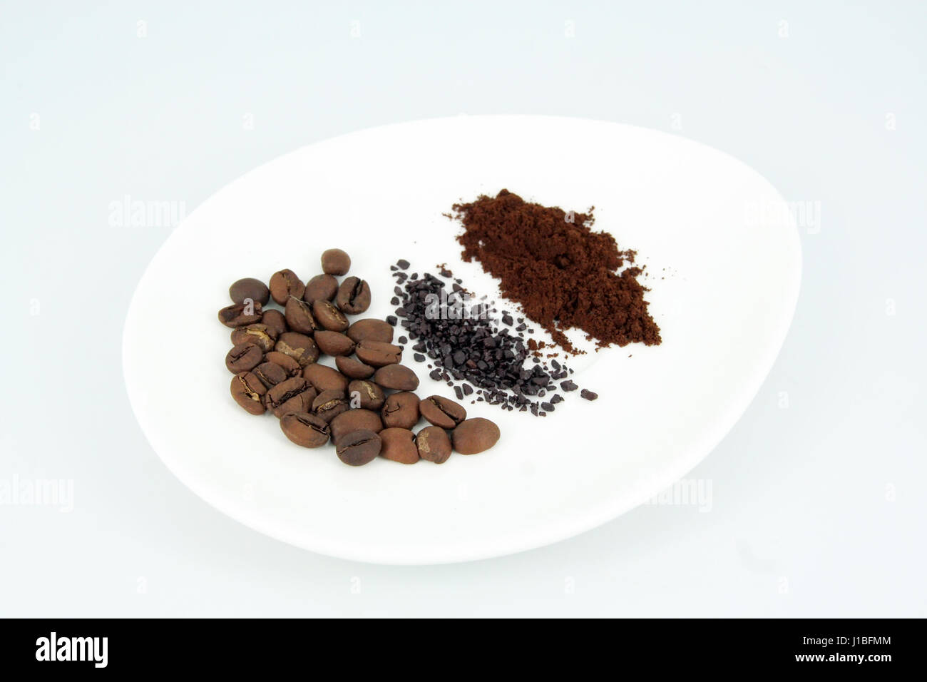 Kaffee-Typen. Verschiedene Sorten von Kaffee. Stockfoto