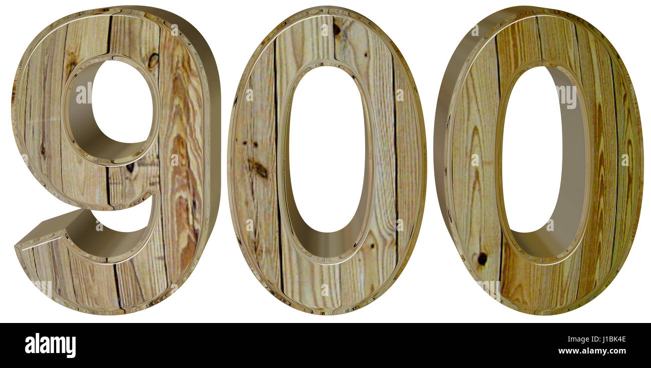 Ziffer 900 neunhundert, isoliert auf weißem Hintergrund, 3d render Stockfoto