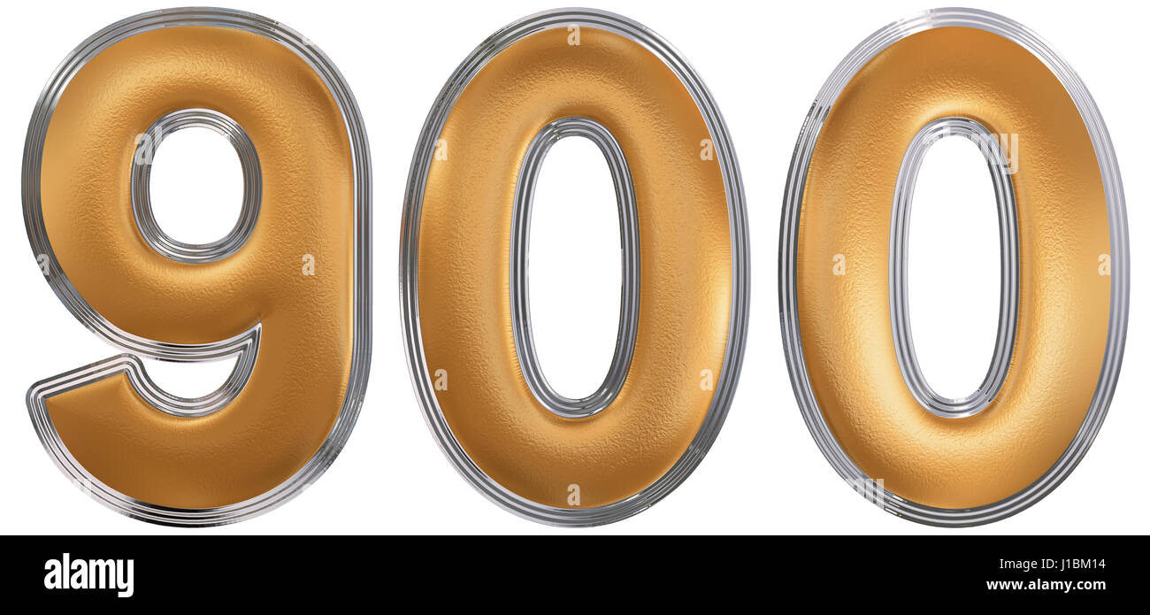 Ziffer 900 neunhundert, isoliert auf weißem Hintergrund, 3d render Stockfoto