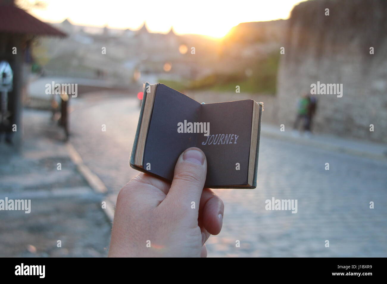 Reise, Abenteuer oder Urlaub Motivation-Konzept Stockfoto