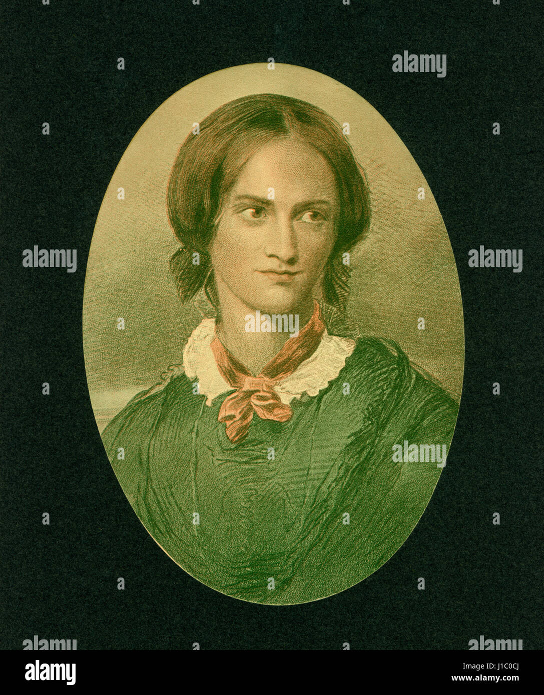 Charlotte Bronte (1816-55), englischer Schriftsteller und Dichter, Portrait, Gravur Stockfoto