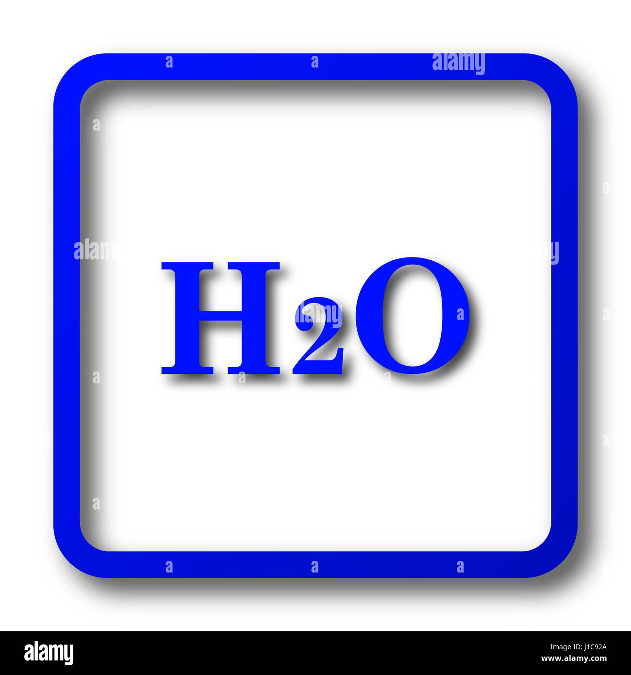 H2O-Symbol. Schaltfläche "H2O Website" auf weißem Hintergrund. Stockfoto