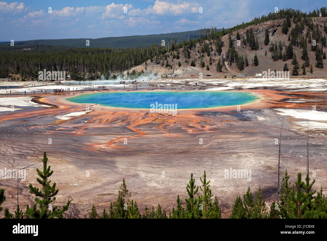 Grand Prismatic Spring, Midway Geyser Basin, Yellowstone-Nationalpark, Wyoming, USA Stockfoto