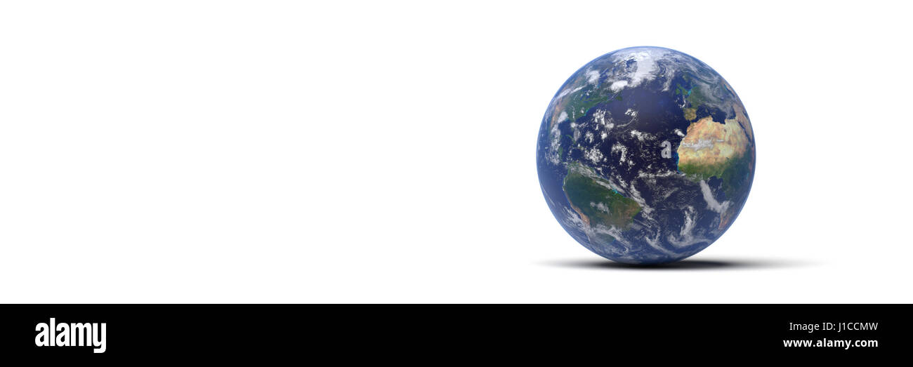 Erde, Afrika, Europa, Nordamerika, Südamerika und Nordpol zeigt Stockfoto