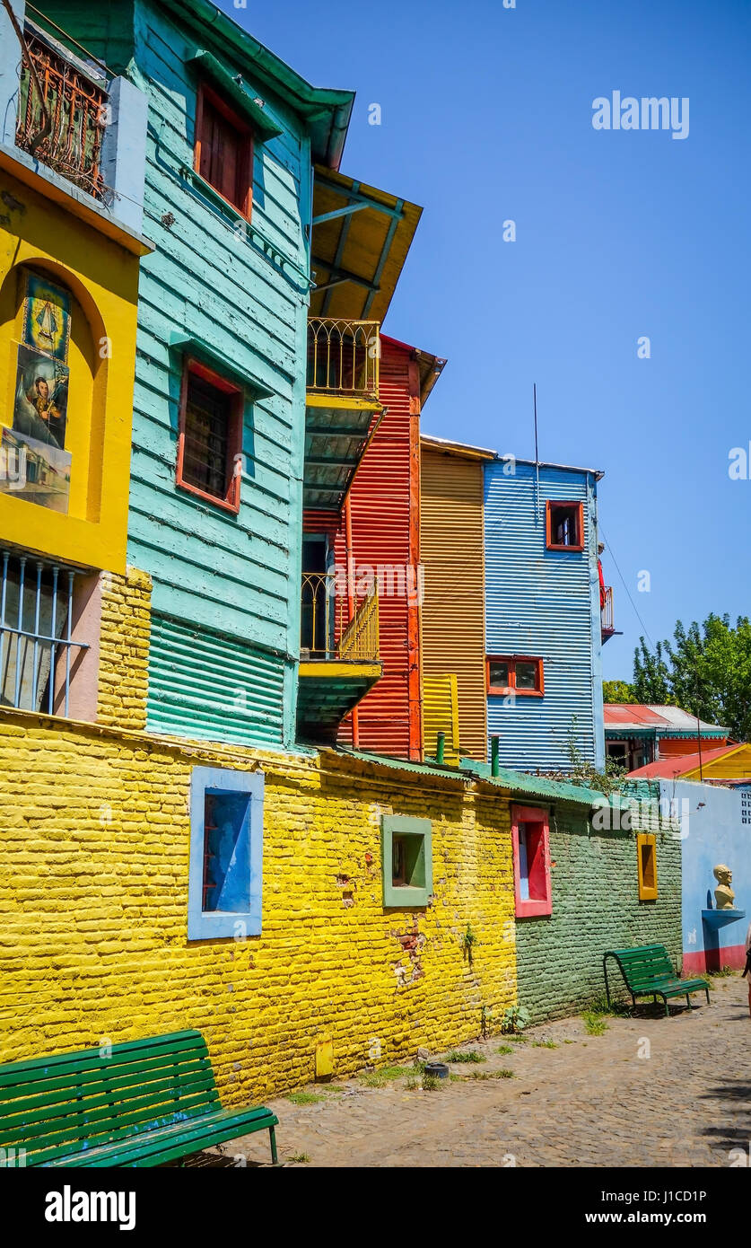 Bunte Häuser im Caminito, Buenos Aires, Argentinien Stockfoto
