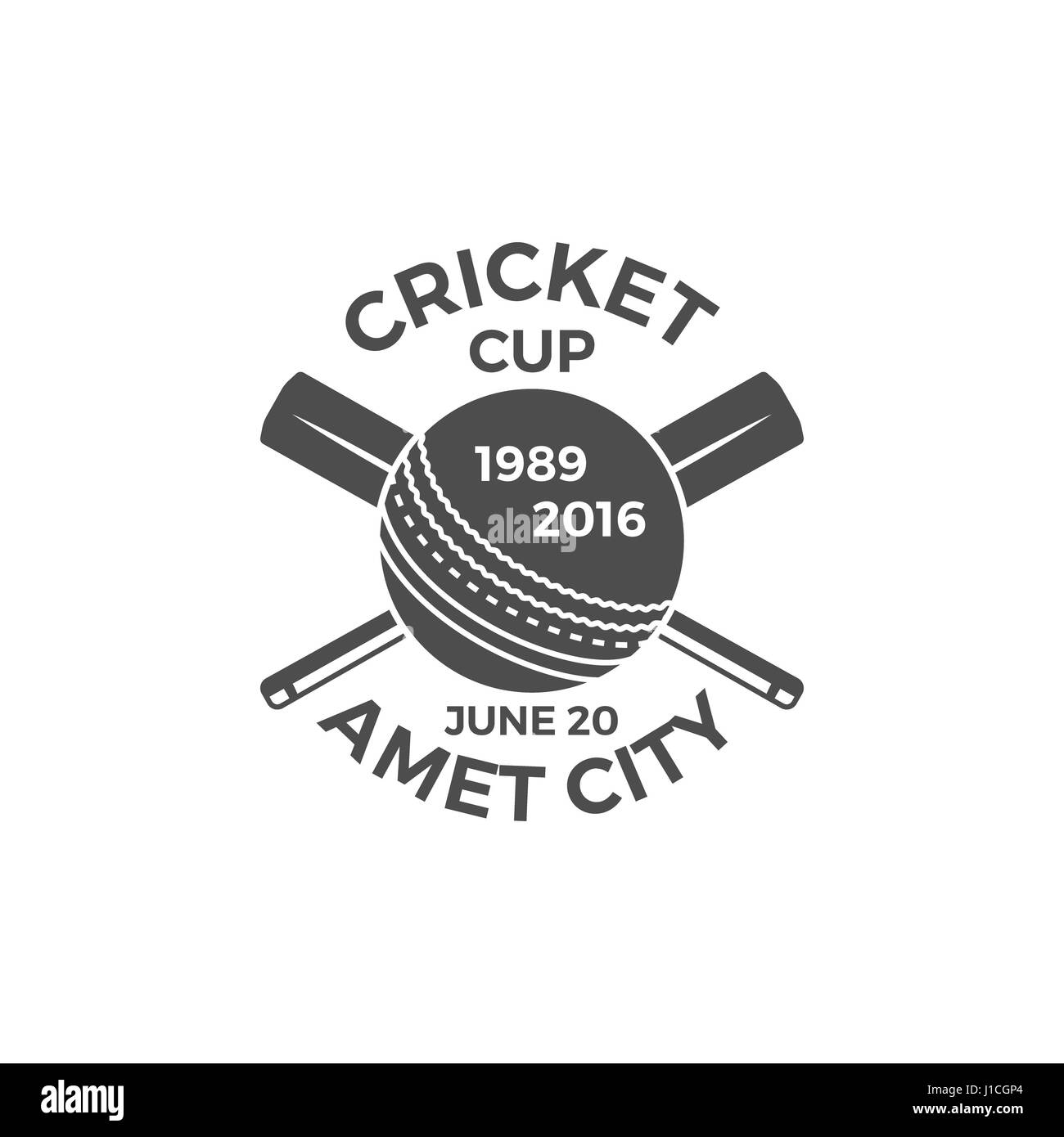 Cricket Cup Emblem und Design-Elemente. Turnier-Logo. Stempel. Sport Symbole mit Ausrüstung, Ausrüstung. Nutzung für Web, t-Shirt oder Druck auf T-shirt. Monochrom Stockfoto Cricket Cup Emblem und Design-Elemente. Turnier-Logo. Stempel. Sport Symbole mit Ausrüstung, Ausrüstung. Nutzung für Web, t-Shirt oder Druck auf T-shirt. Monochrom Stockfoto