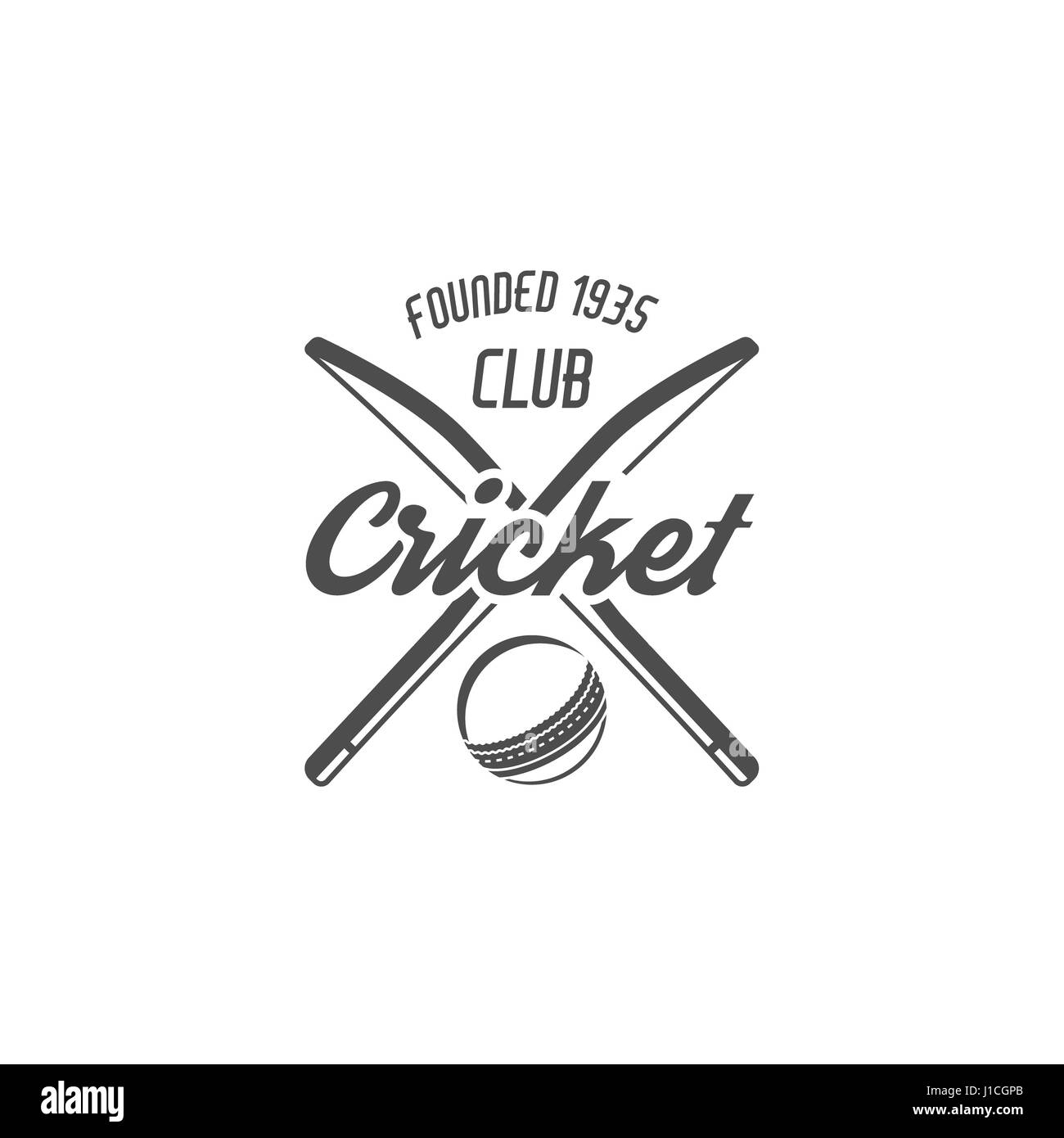 Cricket Club-Emblem und Design-Elemente. Cricket-Team-Logo-Design. Cricket-Turnier-Abzeichen. Sport Symbole mit Cricket Ausrüstung, Ausrüstung Nutzung für Web d Stockfoto