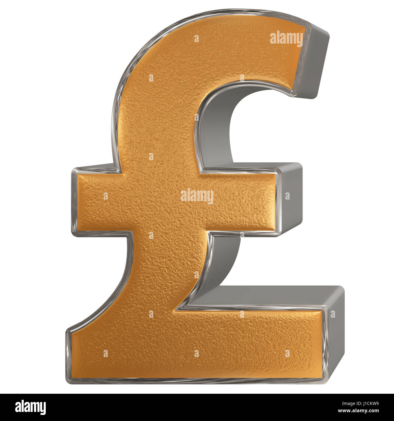Symbol des britischen Pfunds, isoliert auf weißem Hintergrund, 3D illustration Stockfoto