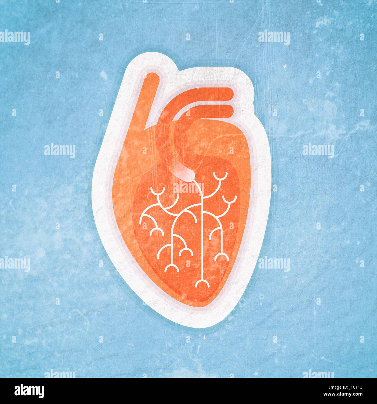 Menschlichen Herzen flach strukturierte Retro-Abbildung Stockfoto