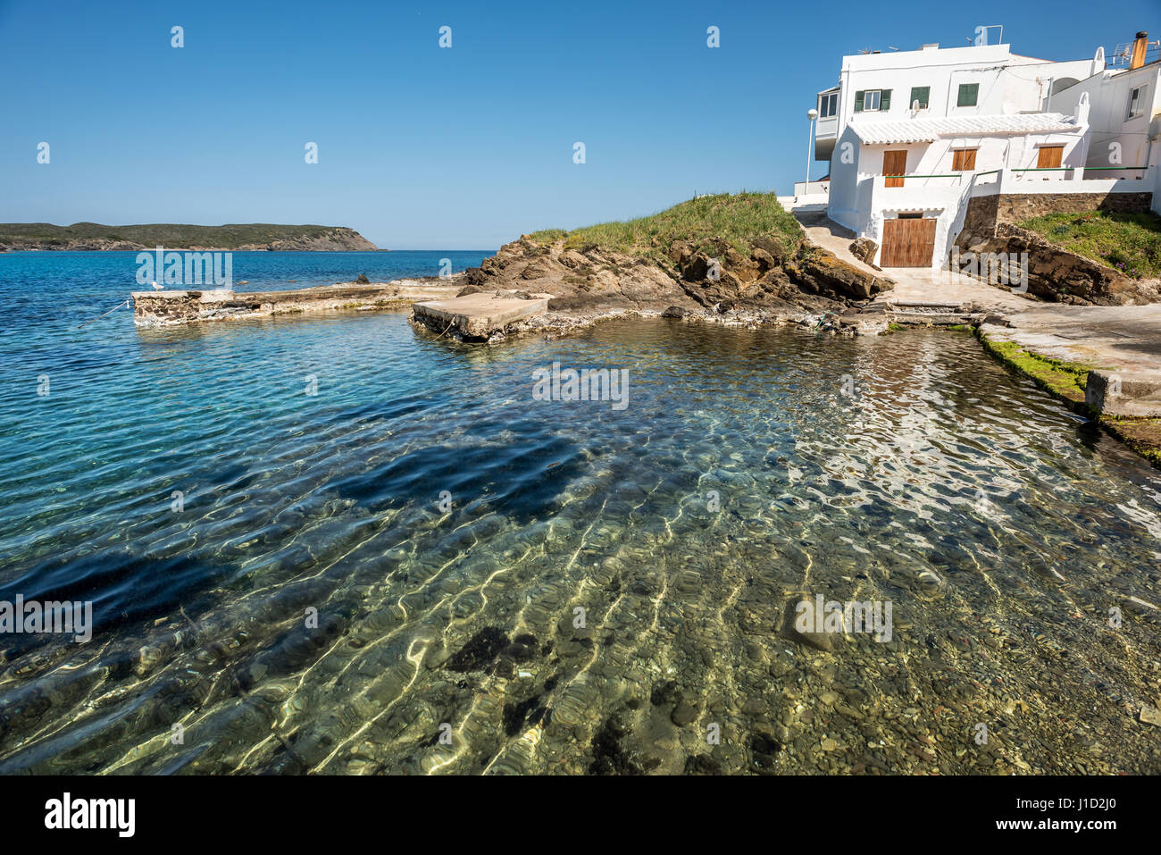 Schöne klare Wasser von Es Grau, Menorca Stockfoto