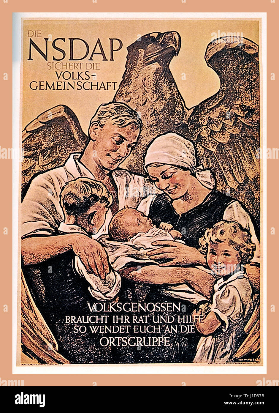 Jahrgang deutsche arische Familie der nsdapPropaganda Poster 1930