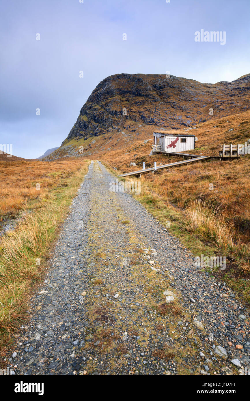 Auf Bild aufgenommen auf dem Weg zum Goldenen Adler Sternwarte auf North Harris. Stockfoto