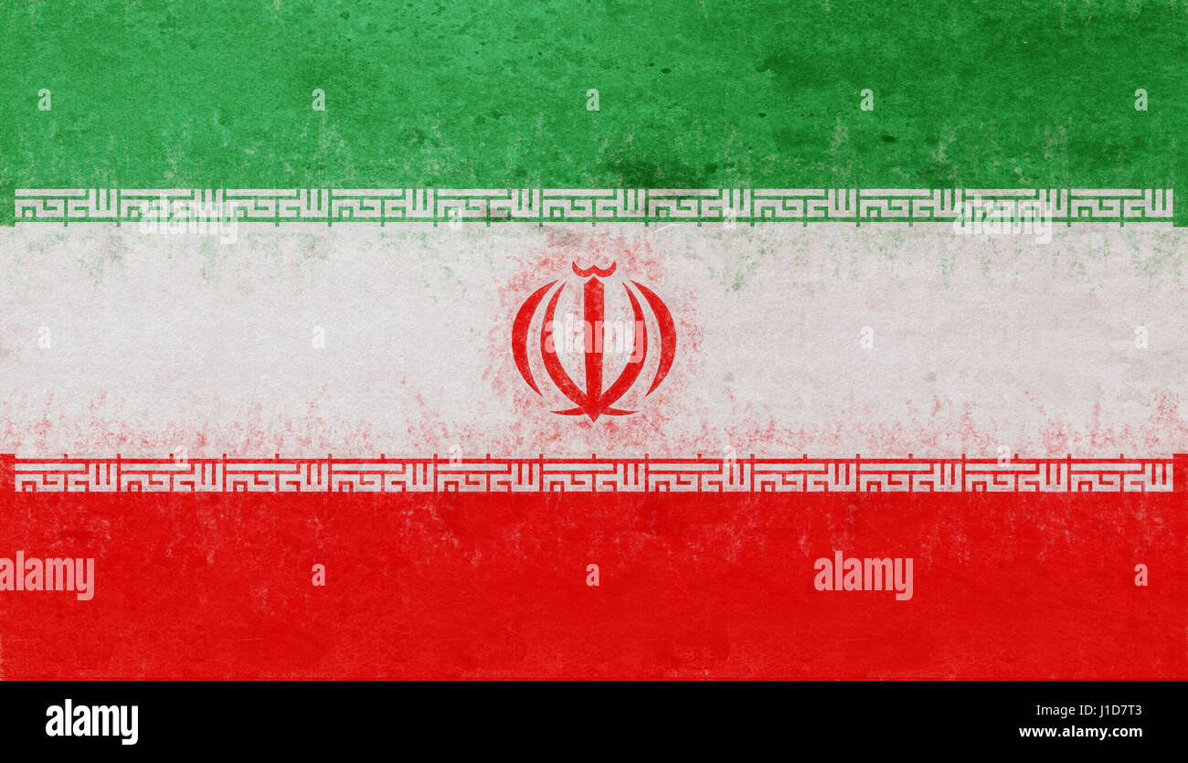 Abbildung der Flagge des Iran mit einem Grunge-Look. Stockfoto