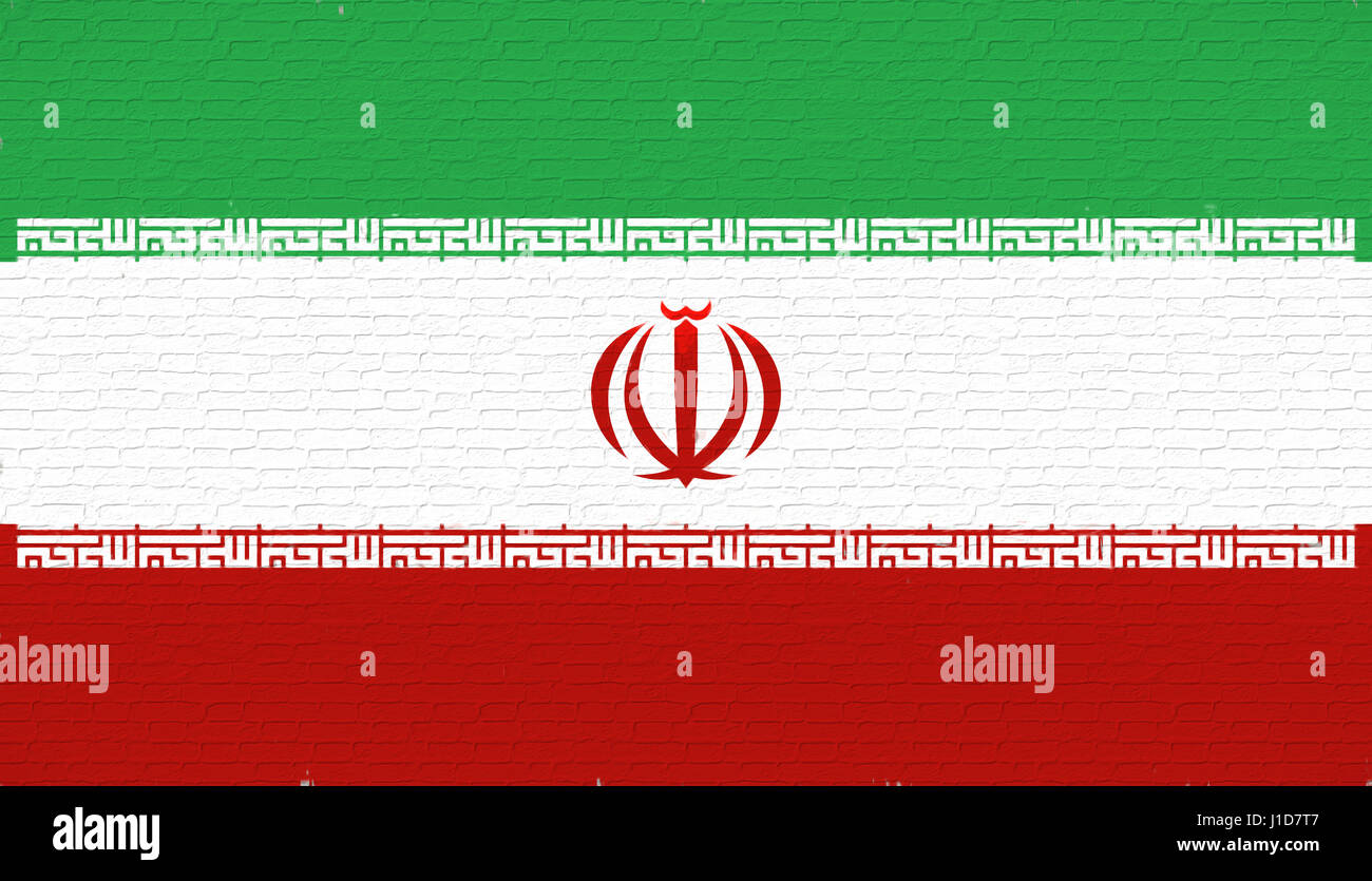 Abbildung der Flagge des Iran sieht aus wie es ist auf die Wand gemalt. Stockfoto