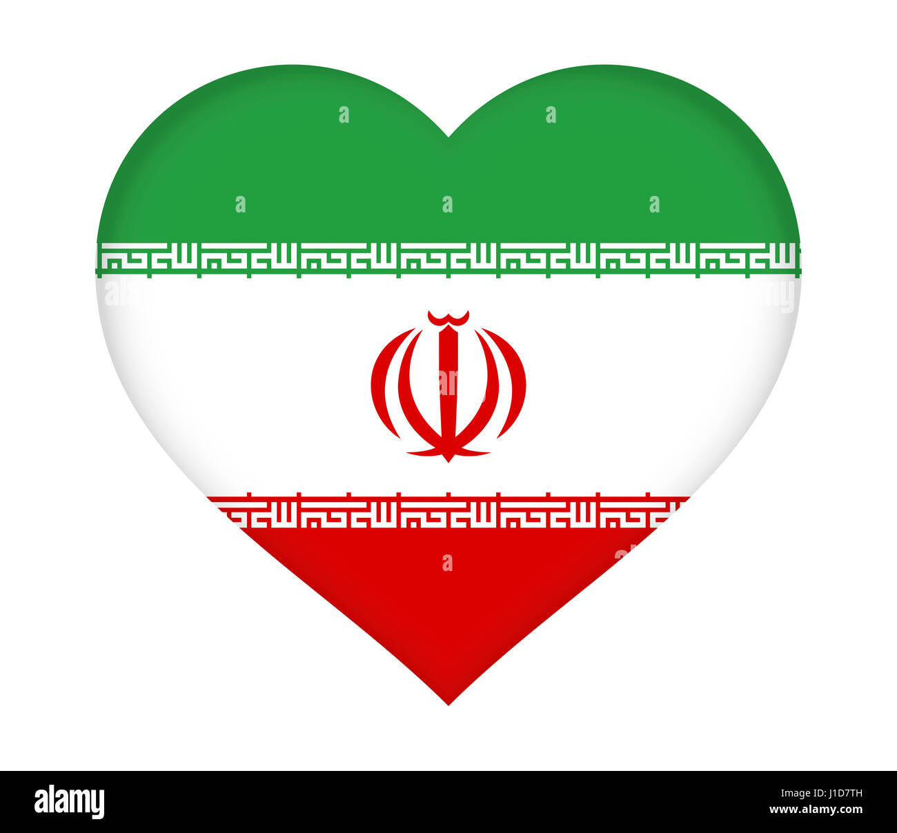 Abbildung der Flagge des Iran wie ein Herz geformt. Stockfoto