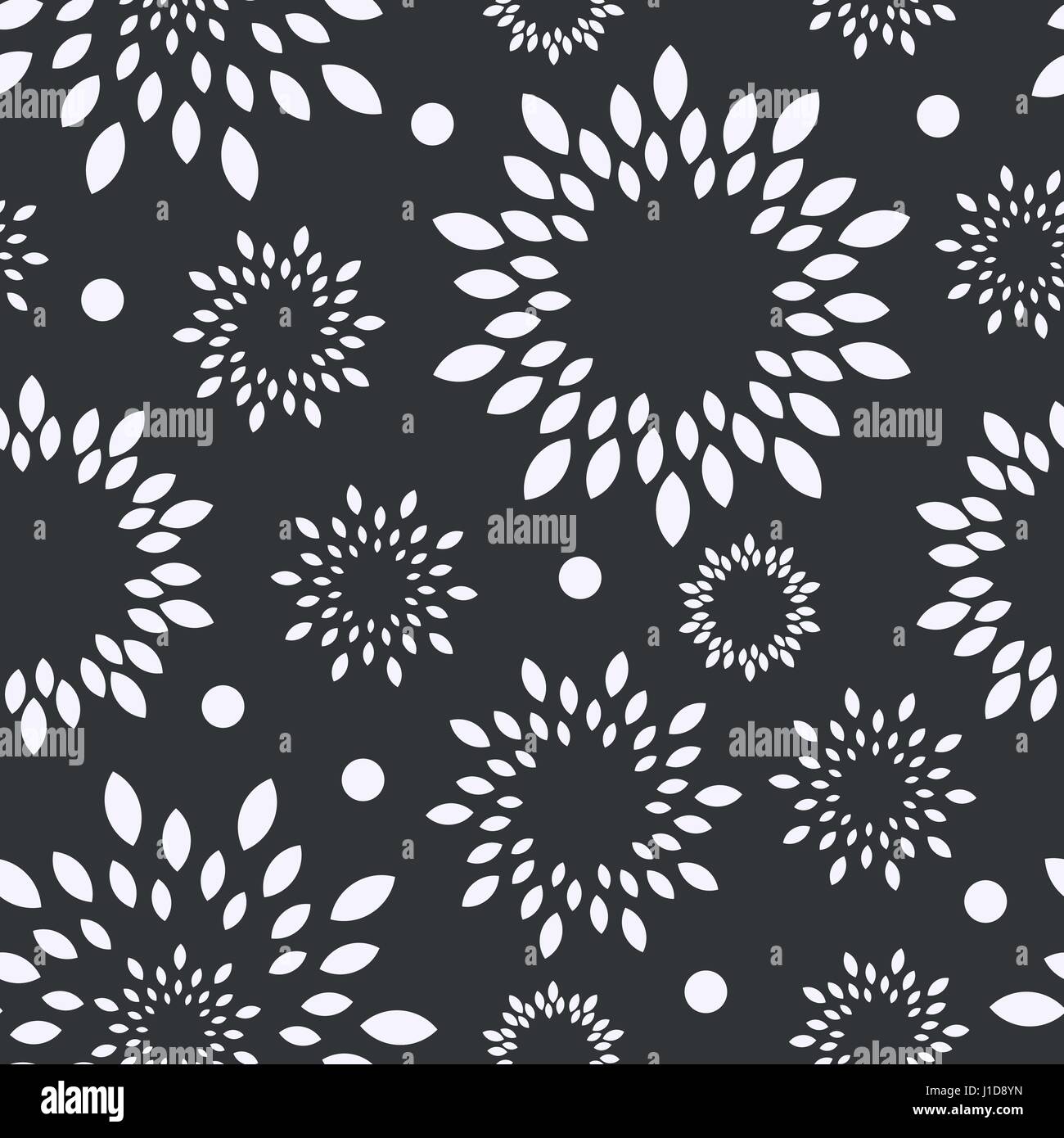 Floraler Hintergrund schwarz und weiß. Monochrome Blume Vektor nahtlos nahtlose Stock Vektor