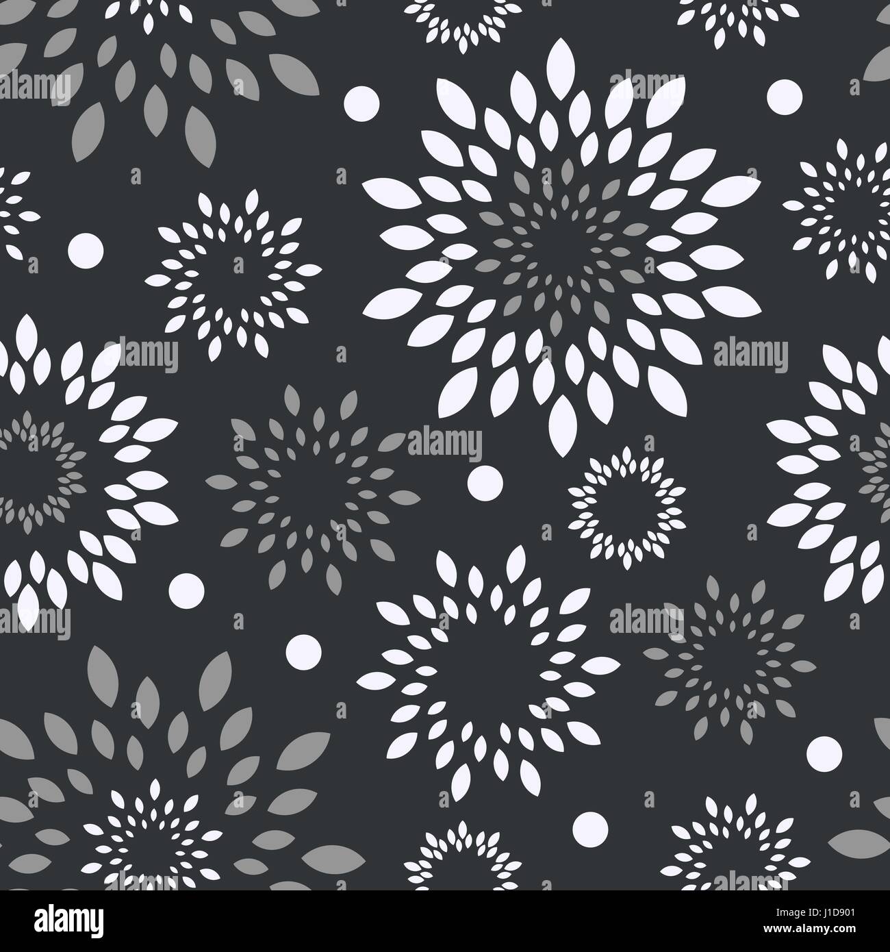 Schwarz weiß, grau, floraler Hintergrund. Monochrome Blume Vektor nahtlos nahtlose Stock Vektor