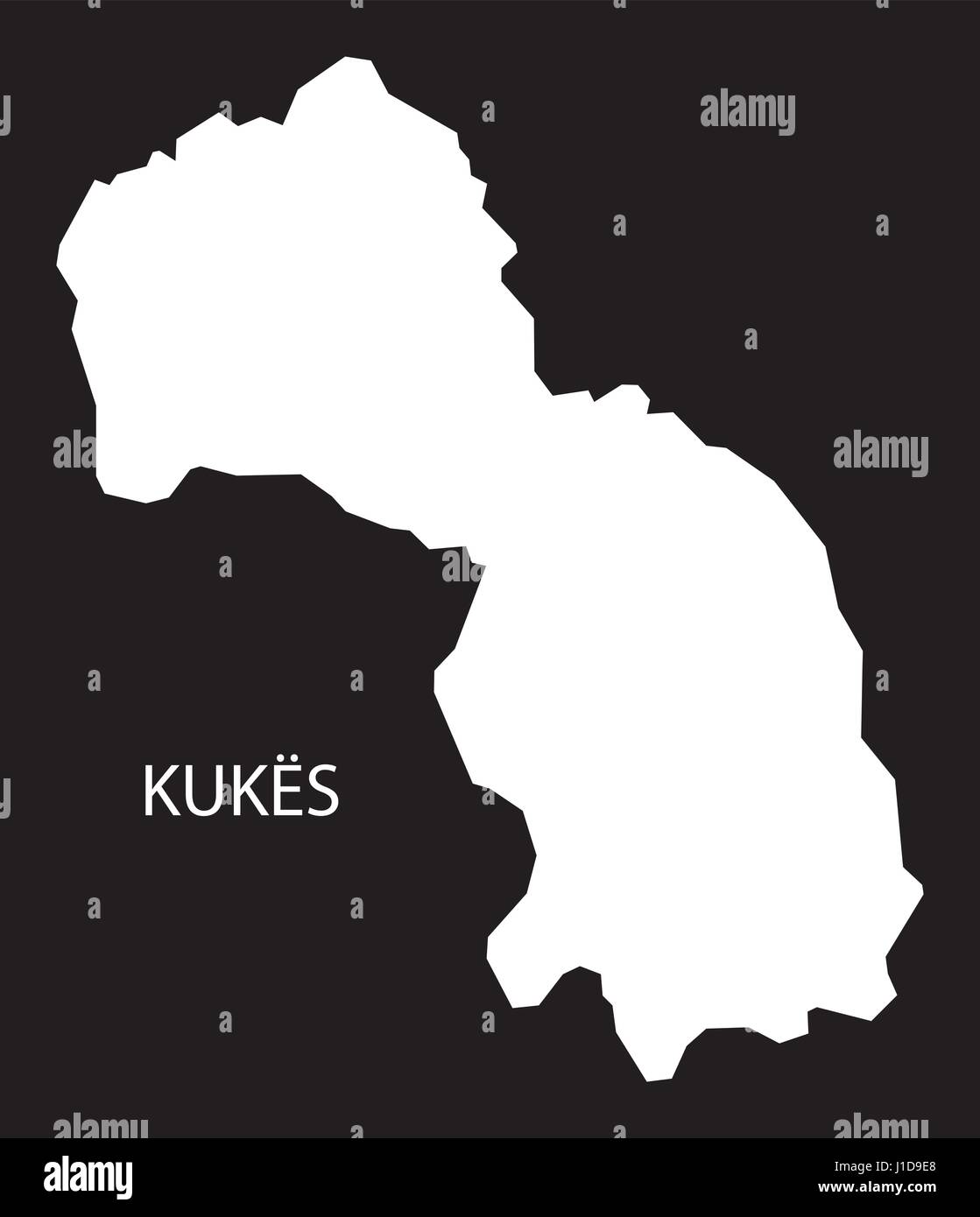 Kukes Albanien Karte schwarz invertiert Silhouette Abbildung Stock Vektor