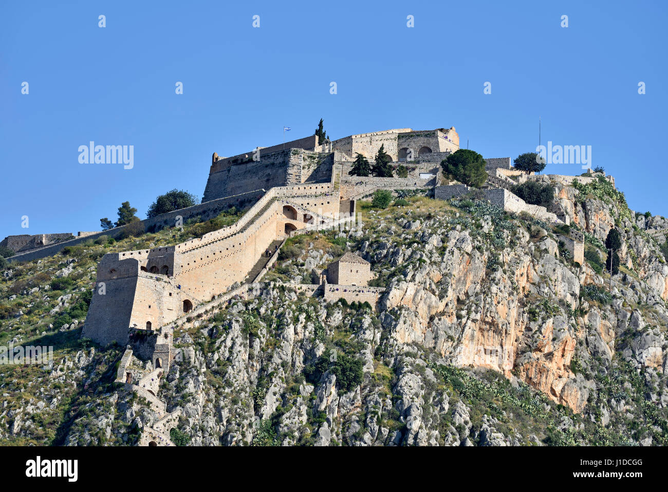 Palamidi Burg in der Stadt Nafplio, Peloponnes, Griechenland Stockfoto