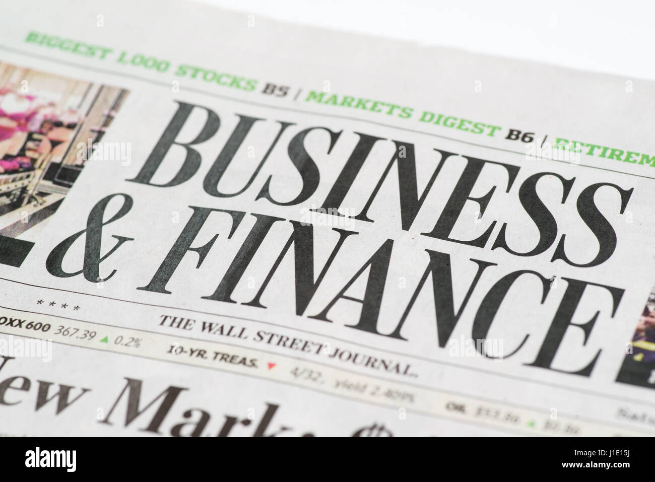 Chicago USA-Feb 12 2017: The Wall Street Journal Zeitung, & Finance Wirtschaftsteil (für nur zur redaktionellen Verwendung) Stockfoto