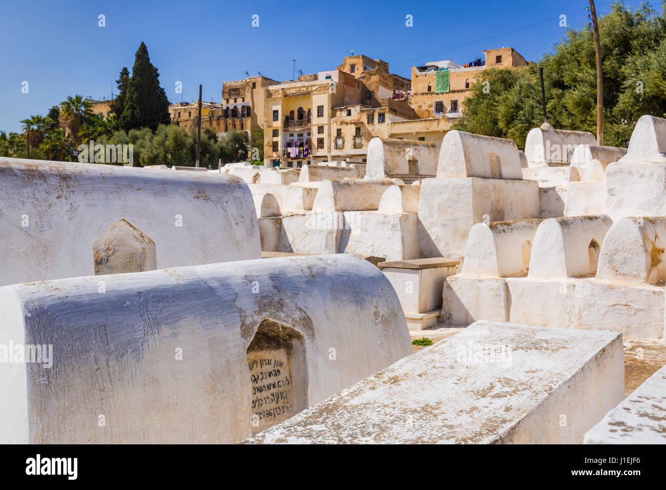 Jüdischer Friedhof in Synagoge in Fes Medina, Marokko Stockfoto