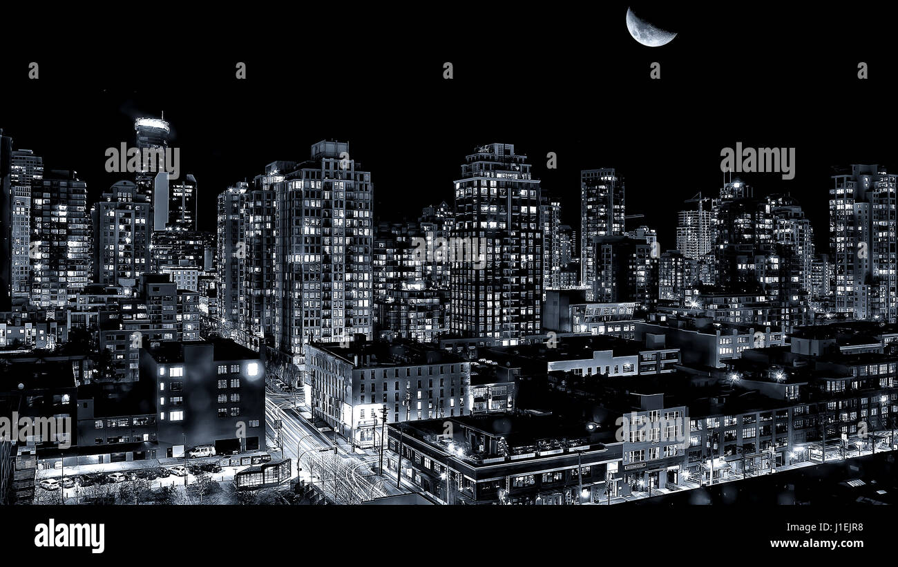 Stadt-Nachtlichter Stockfoto