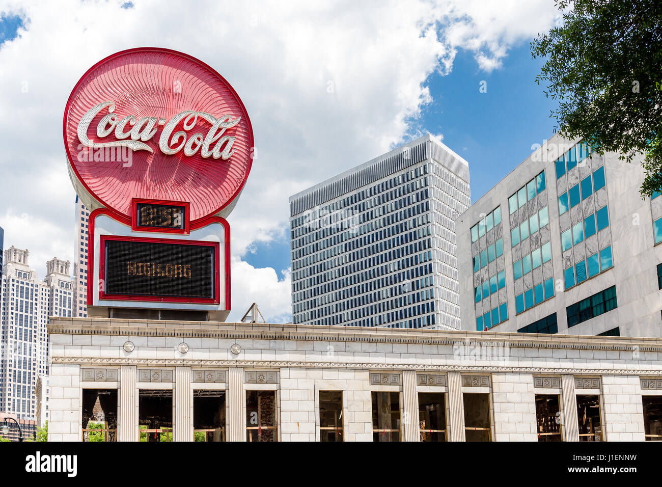Alte Coca Cola Schild auf die Innenstadt von Atlanta Gebäude Stockfoto