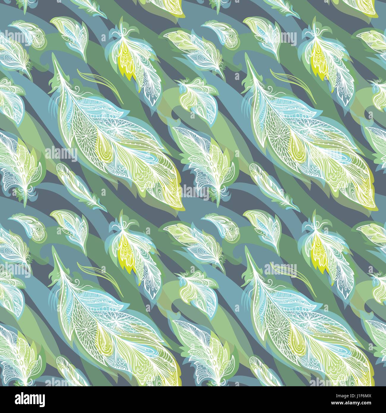Ornamentale Boho nahtlose Hintergrund in Frühlingsfarben grün für Papier und Textil-design Stock Vektor