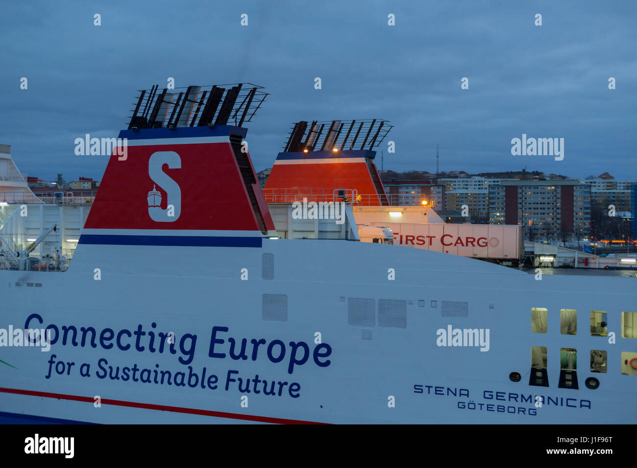 Die Ro/Pax-Fähre Stena Germanica nutzt Metanol als Brennstoff als einer der ganz wenigen Fähren der Welt Stockfoto